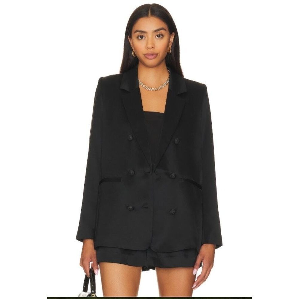 Generation Love Blazer M Revolve Satin Menswear Business Career Black Leighton